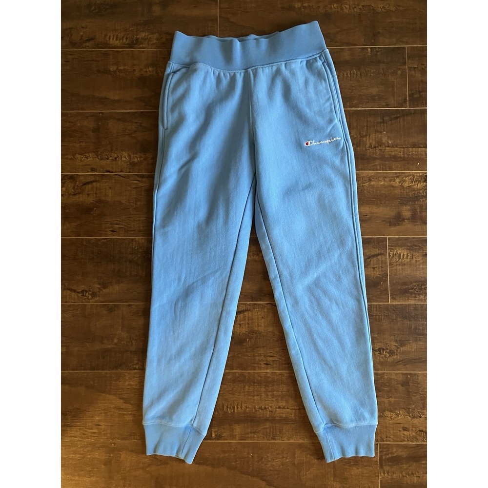 Champion Reverse Weave Jogger Sweatpants Blue Women's Small Logo Cotton Blend S
